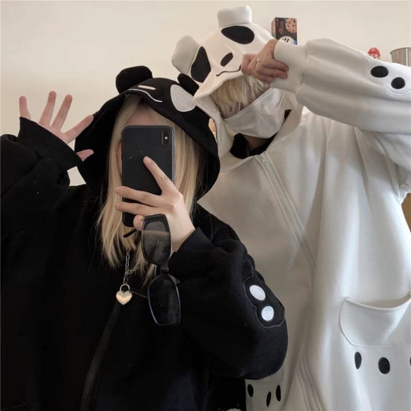 BACK PANDA POCKET JACKET KARAKTER PANDA - SWEATER JACKET PRIA WANITA LUCU