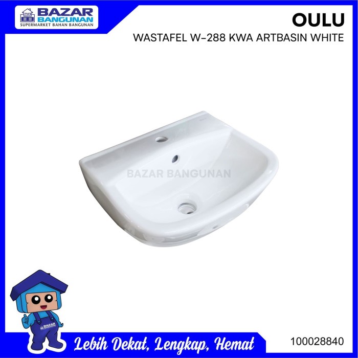 Terlaris Washtafel / Wastafel / Westafel / Basin Oulu Kw1 W 288 / W288 White