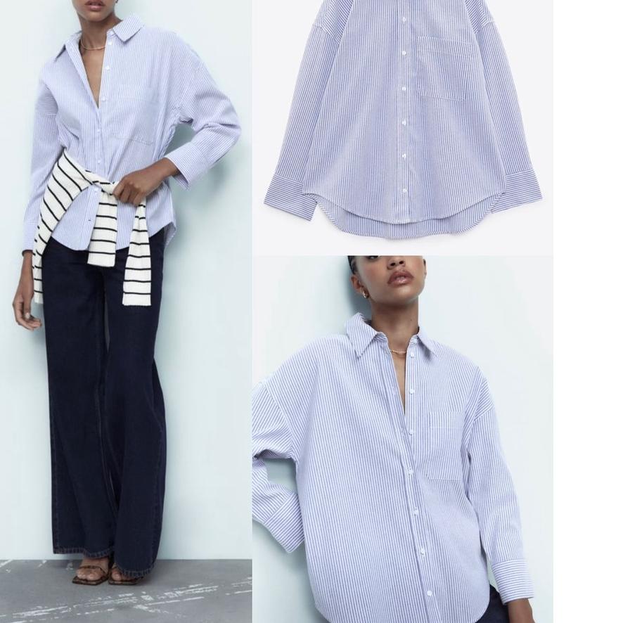☇ Zara Stripe Oversized Shirt ❀
