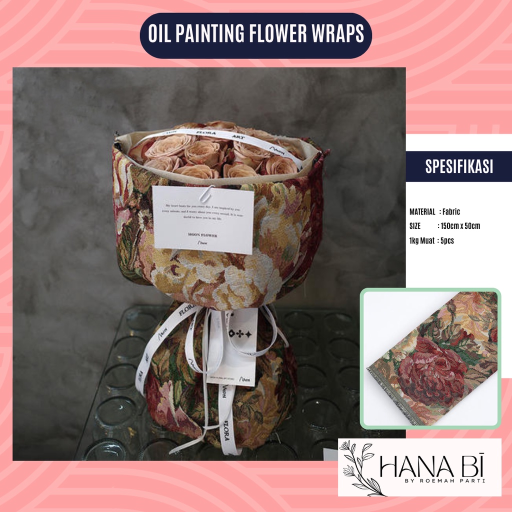 1pcs Oil Painting Flower Wraps Paper Motif Chanel Korean bungkus Bouquet Waterproof pembungkus kado 