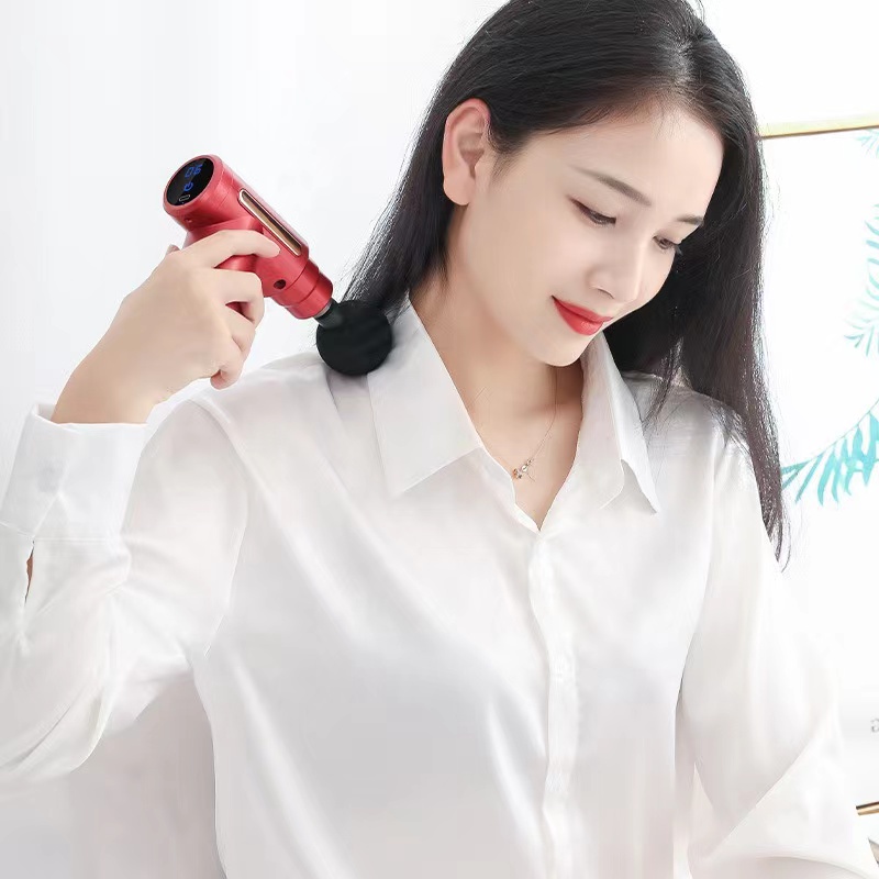 Mini Portable Rechargeable Muscle Fascia Gun Massager // alat pijat elektrik // alat pijat punggung 4 in 1