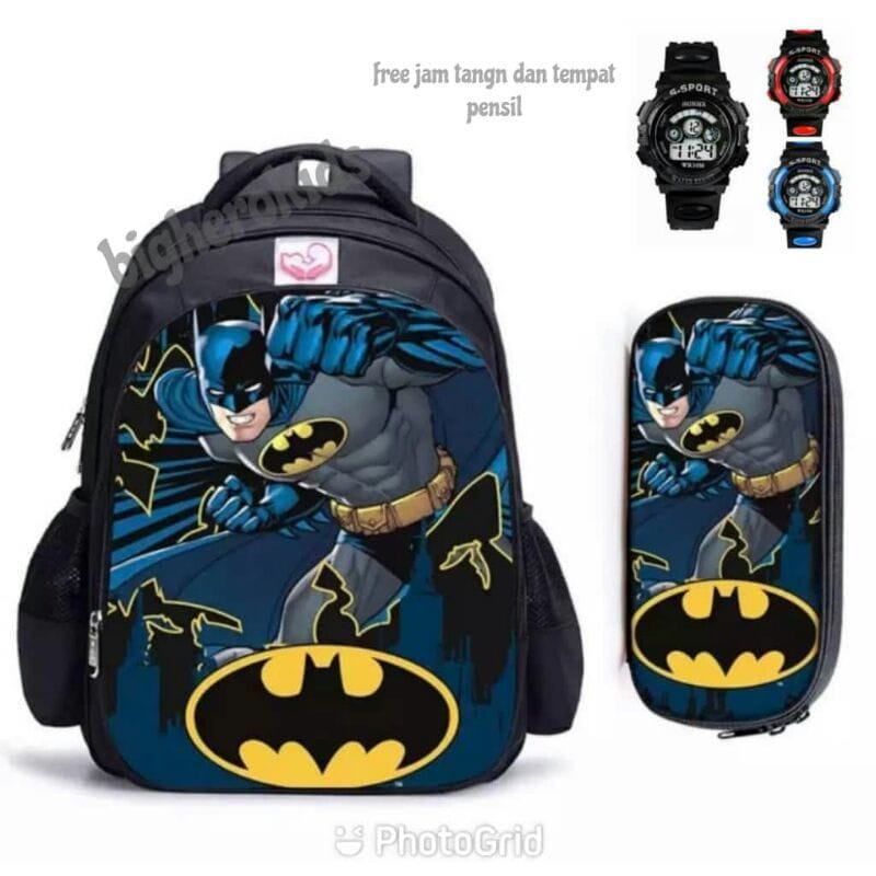 Paket 6 In 1 Ransel Anak Karakter Superhero Tas Ransel Anak Sekolah