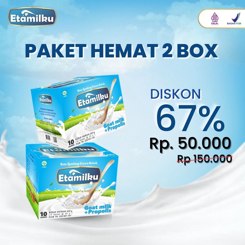 PAKET 2 Box | Susu Kambing ETAMILKU Goat Milk Plus Propolis Beepollen Madu Original