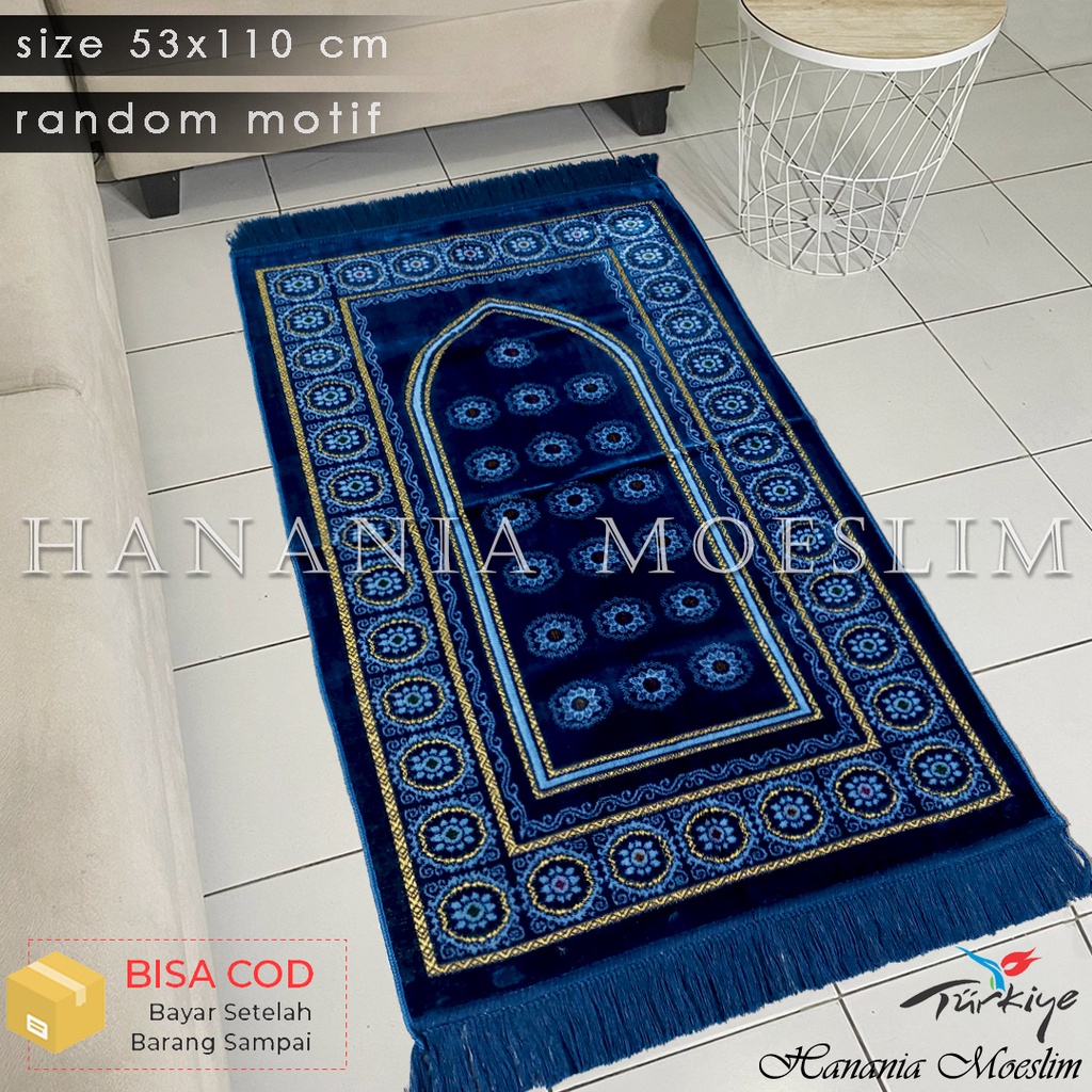 Sejadah Turki  Sajadah Turky Bahan Beludru Tebal Lembut Dan Halus Ukuran Midi 53 x 110 cm Produk Imp