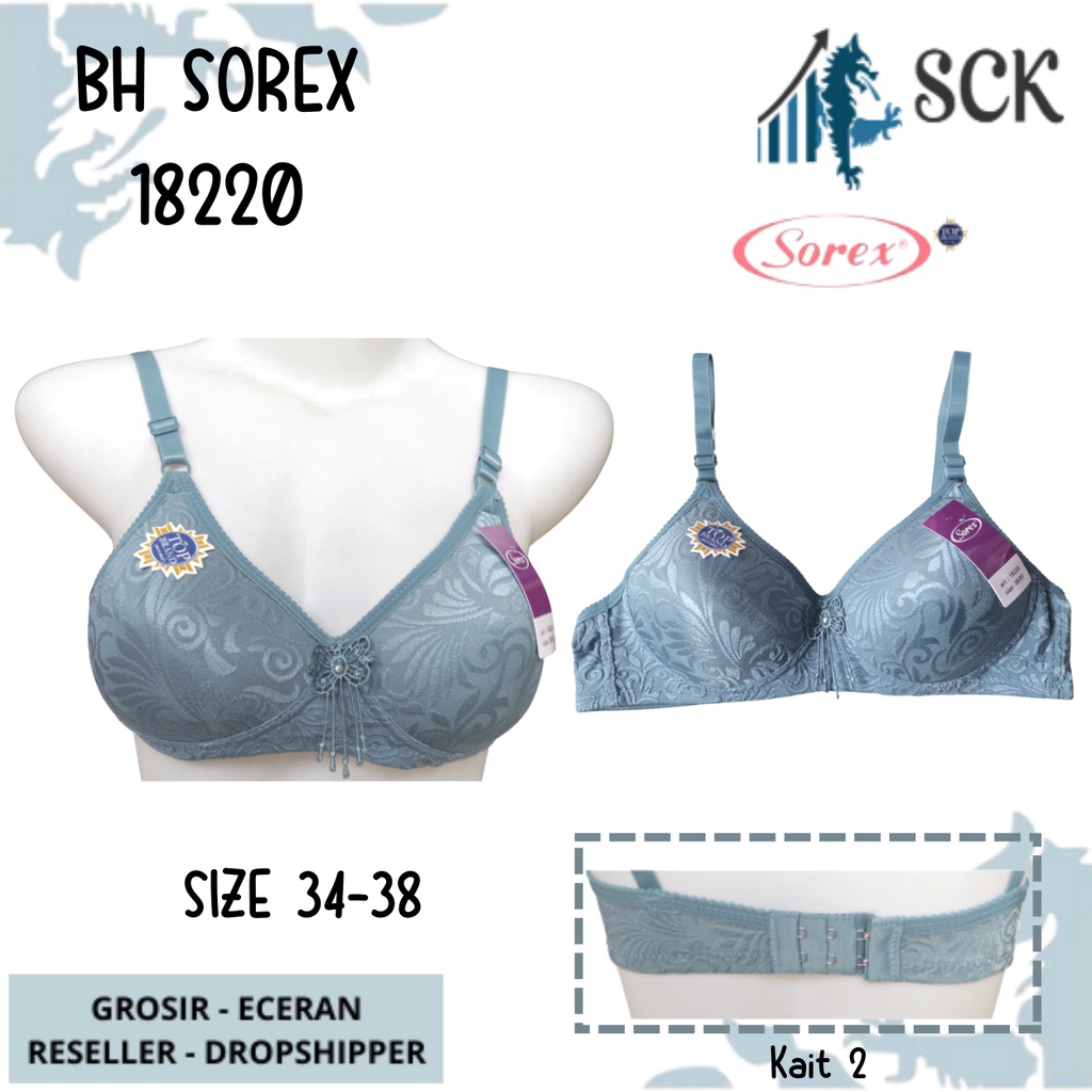 BH SOREX 18220 Tanpa Kawat Busa Tipis Brukat Kait 2 CUP A-B /BH 18220 Pakaian Dalam Wanita - sck