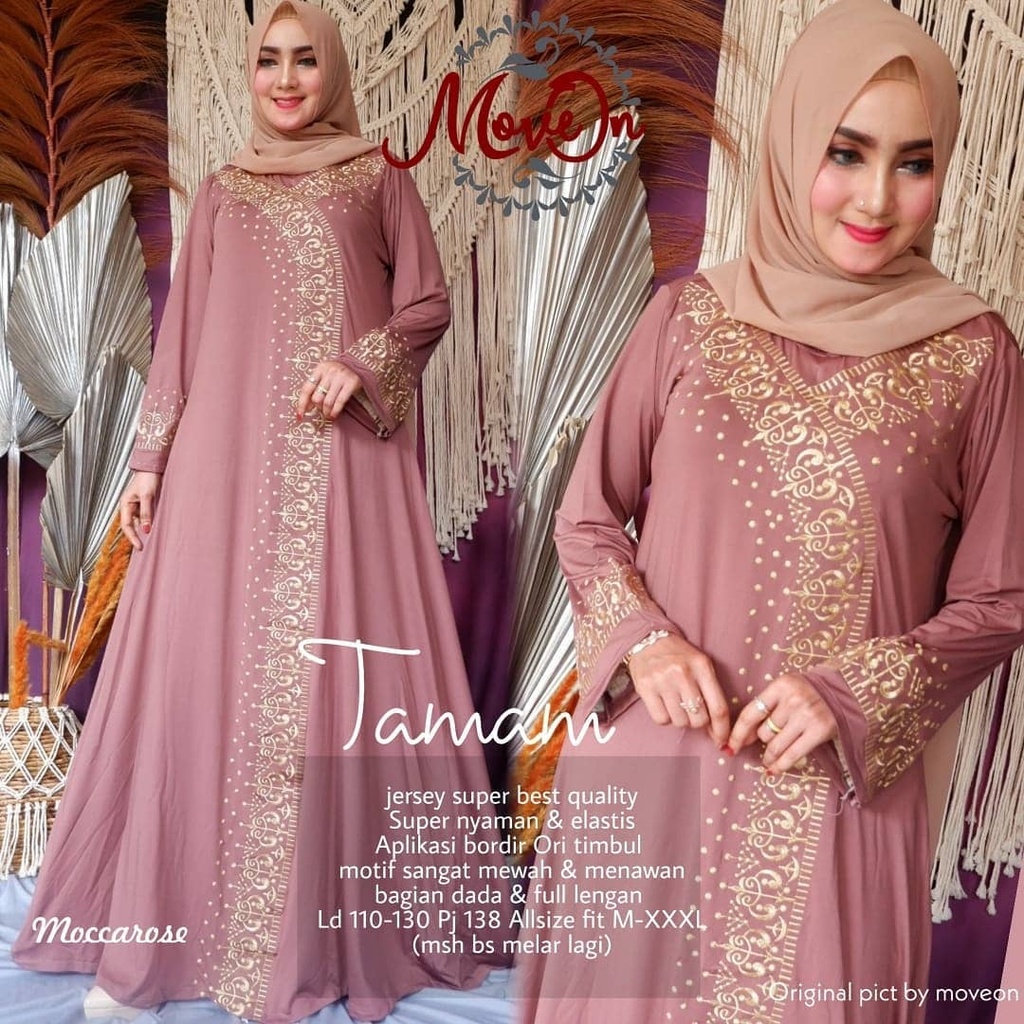 Tamam Maxy gamis jersey jumbo xxxl ld 130cm bordir timbul grosir seragam pengajian abaya dress arabi