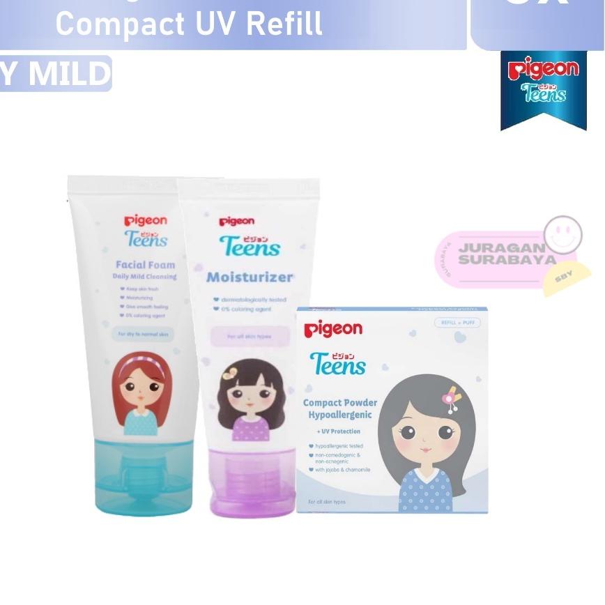♬ PIGEON TEENS Paket 3 Daily Remaja ( Daily 40ml+Moisturizer+Bedak UV Natural ) ❂
