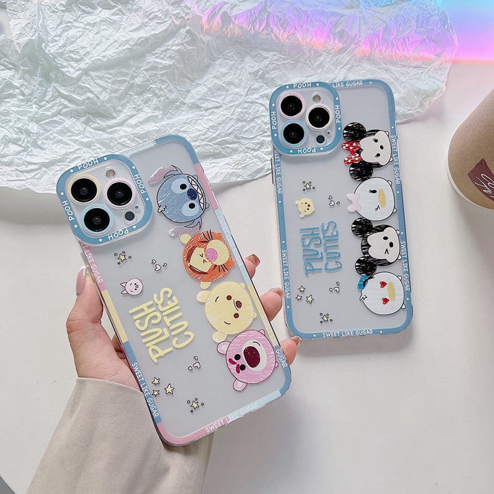 Case Oppo A5S A7 A11K A12 A5 2020 A9 2020 A16 A16S A36 A54 A96 Casing Cute Plush Cutes Mickey And Pooh Hybrid Dove With pelindung kamera DL1