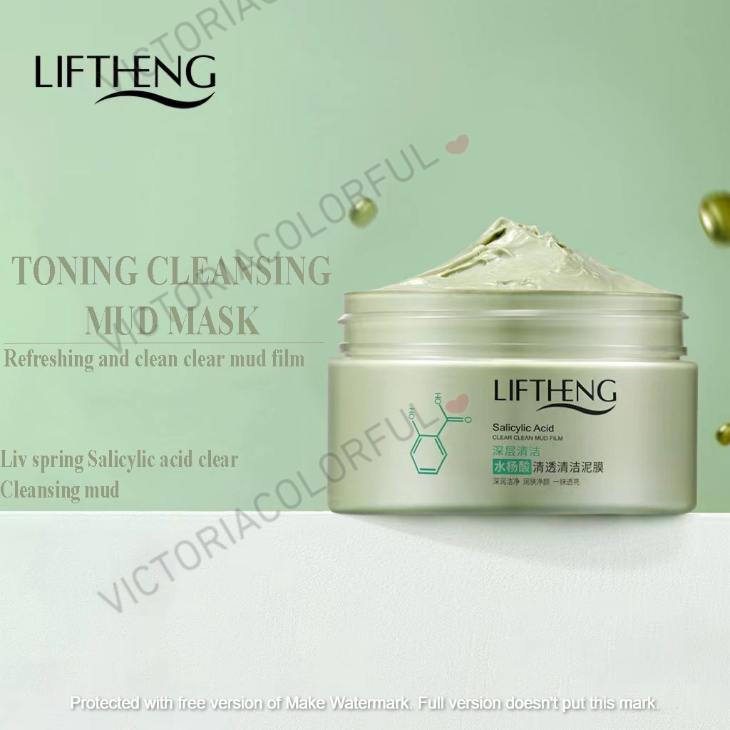 LIFTHENG Salicylic Acid MUD MASK MASKER WAJAH MASKER LUMPUR TERJANGKAU ( Menghilangkan noda, mengecilkan pori-pori, menghaluskan kulit, membersihkan komedo, membersihkan jerawat, menyegarkan kulit )