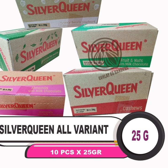 

☪ SilverQueen 25gr Isi 10pc - 1 Box, Silver Queen 25 gram 1 Box Isi 10 pcs Cokelat Almond Cashew Fruit Green Tea Yogurt 25 gr Milk Chocolate ✵