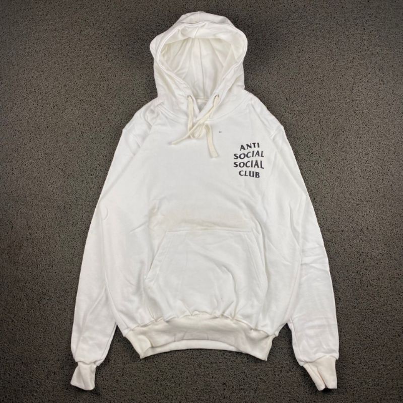 HOODIE ANTI SOCIAL SOCIAL CLUB WHITE FULL TAG LABEL CASUAL HYPE