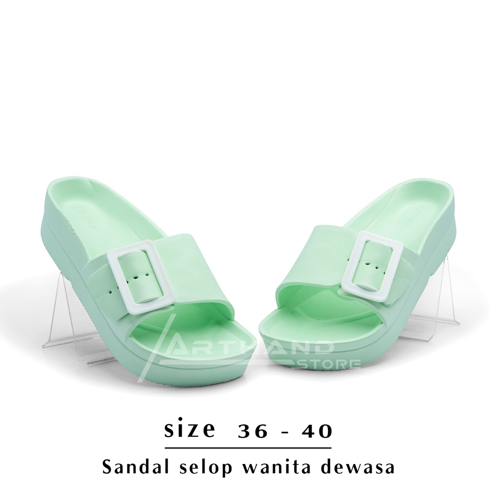 Sandal Wanita Kekinian dan Terbaru Remaja Dewasa Selop Model Gesper Ukuran 36-41