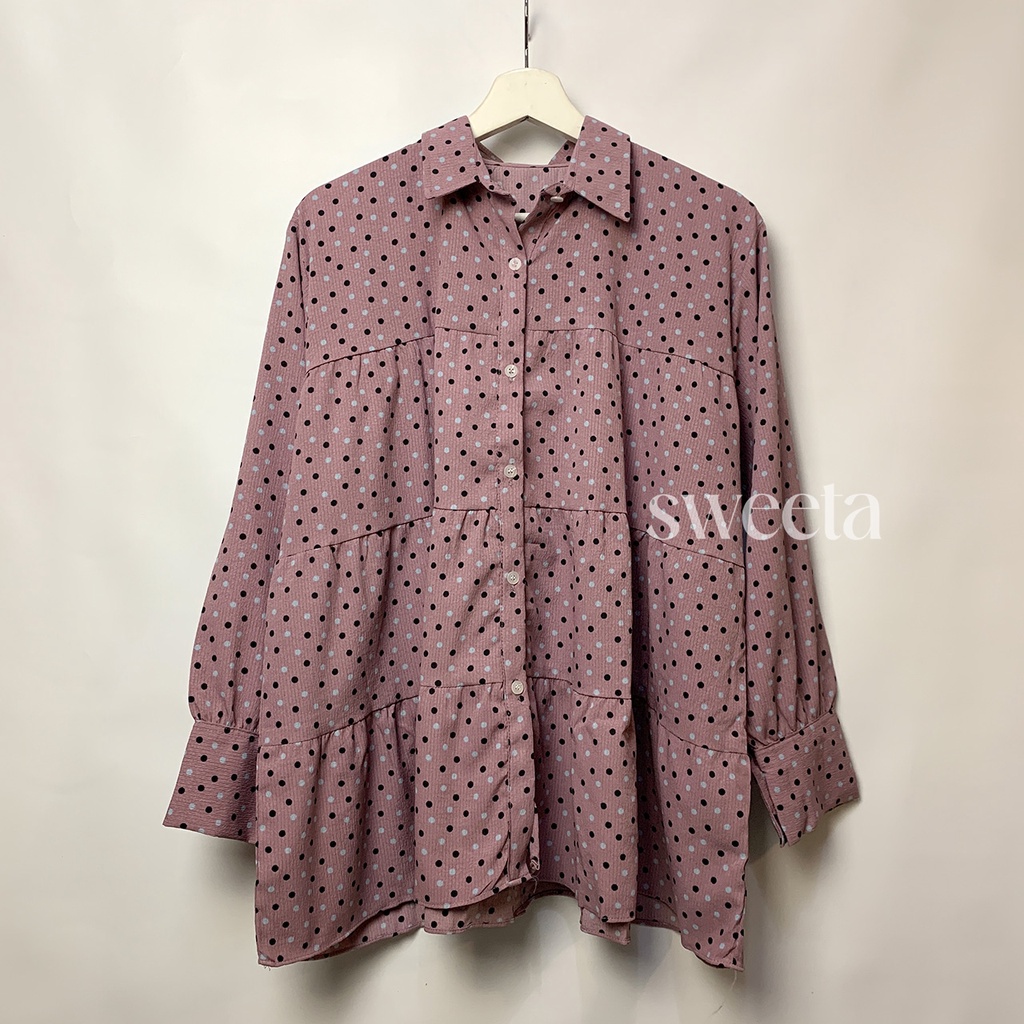 SWEETA | Blus Rample | Polkadot | Oversize |  LD 140cm | Jumbo | Muat sampai 90Kg | Atasan Pakaian W