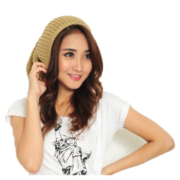 Lagi Trend Kupluk Beanie Hat Rajut Besar Wanita Knitted Outdoor /Kupluk Gimbal Model Turban Aneka Warna COD