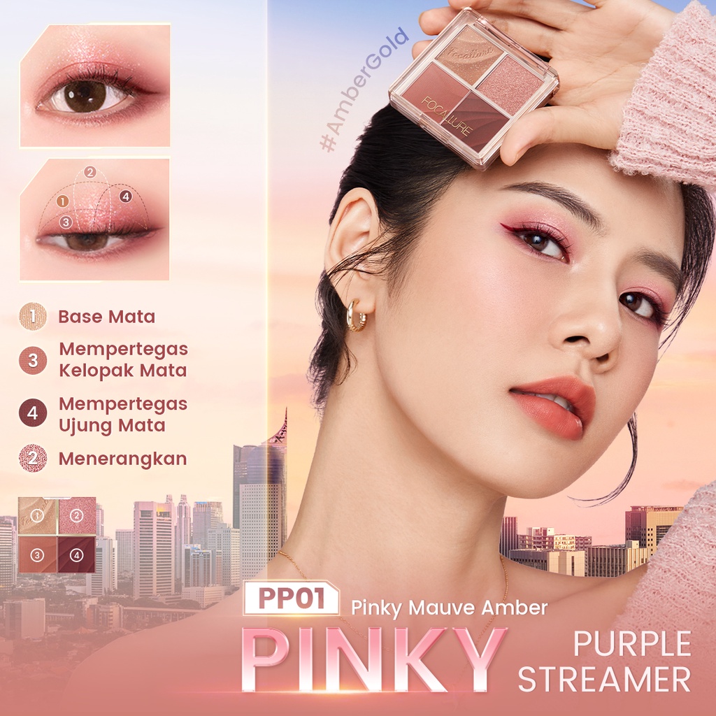 FOCALLURE #AmberGold Multi-Use Eyeshadow Palette One-For-All Powder Waterproof Lasting Eyeshadow Highlighter &amp; Contour Palette