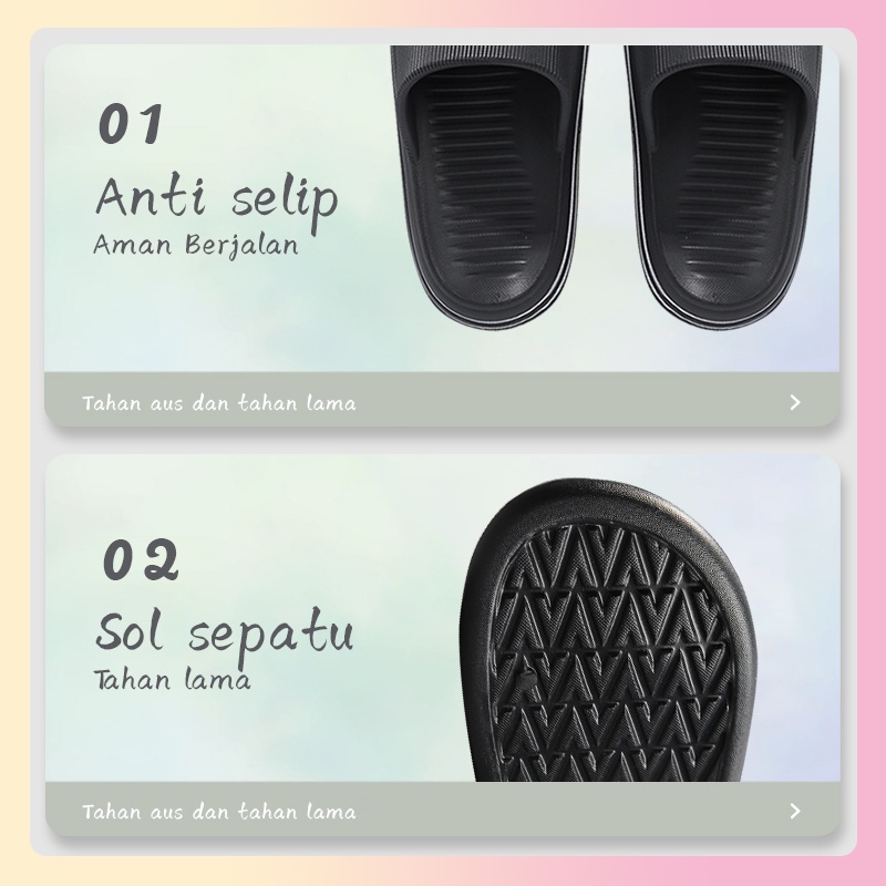 Sandal Selop Sandal Wanita Sandal Rumah Jelly Import Anti Slip Elastic Empuk EVA Nyaman Empuk Sandal Pasangan Kamar Mandi Tebal Nyaman Empuk