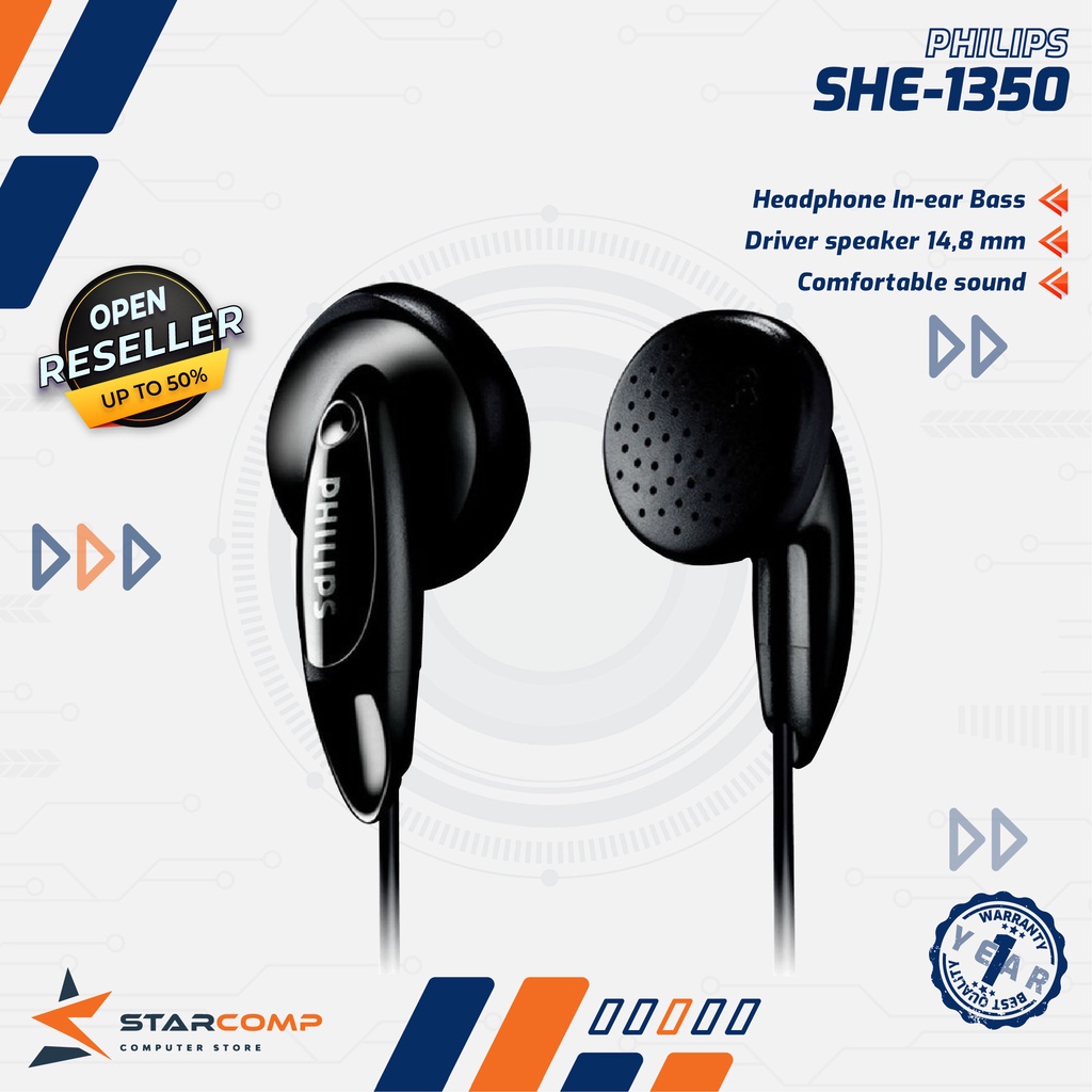 Philips SHE1350 Stereo Earphone Headset SHE 1350