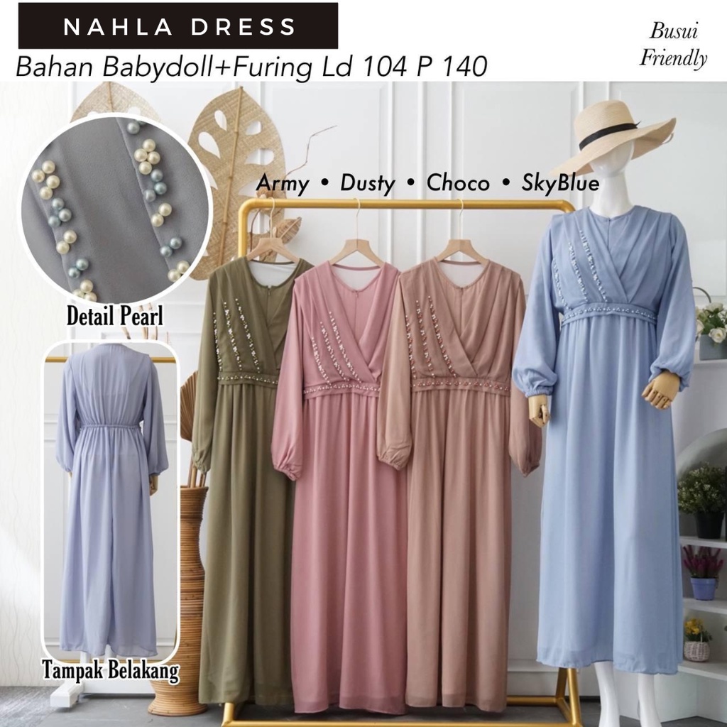 DRESS PREMIUM CHIFFON / DRESS PANJANG HIJAB WANITA / DRESS PESTA PREMIUM / DRESS BUSUI WANITA / NAHLA DRESS DEEWIDIY