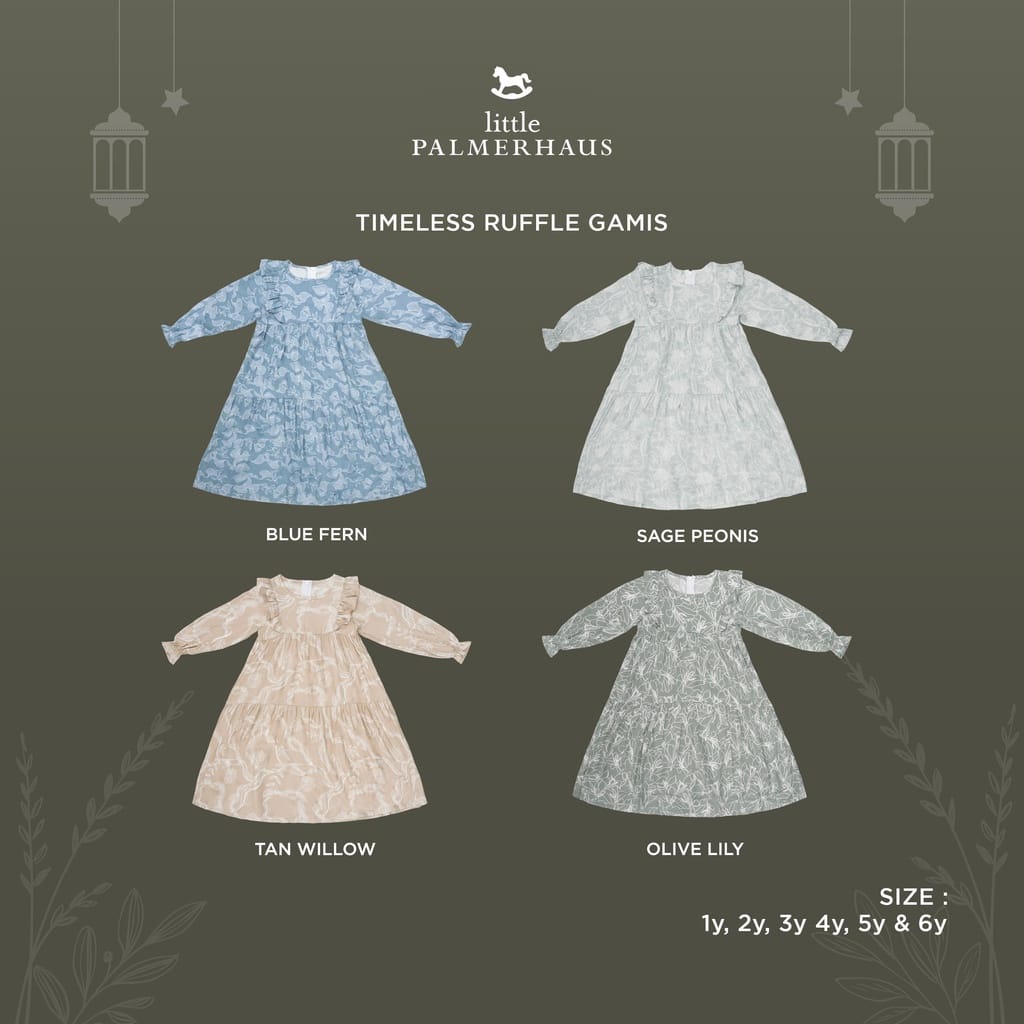 Little Palmerhaus Timeless Ruffle Gamis Set - Baju Gamis Anak (WARNA RANDOM)