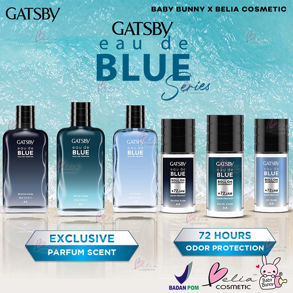❤BELIA ❤ GATSBY Eau De Blue Series | Roll On Deodorant 50ml |  Eau De Parfum 100ml | Eau De Blue Deo | Odor Protect +72 JAM | BPOM