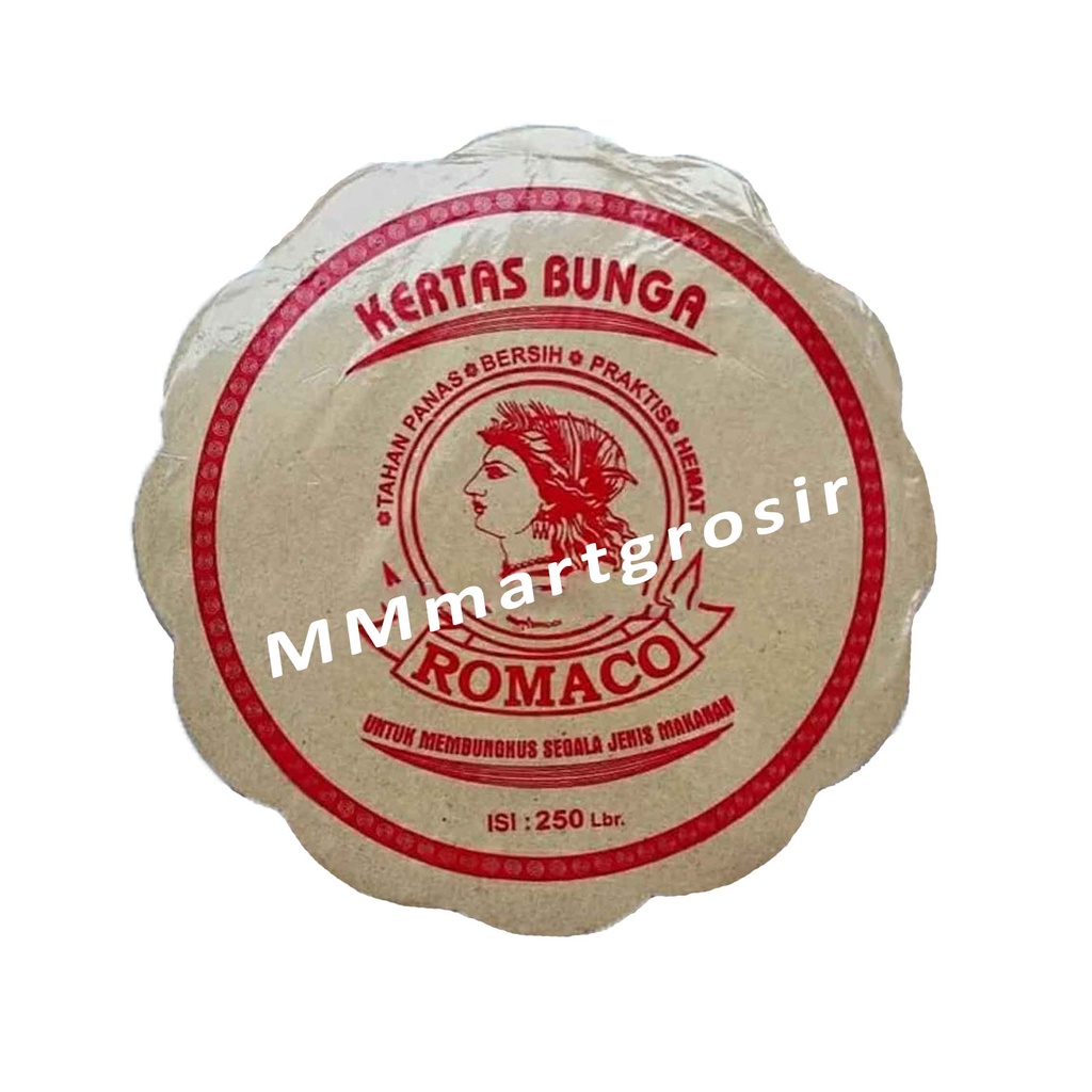 Romaco/ Kertas Nasi Bunga/ Pembungkus Makanan/ uk 24cm