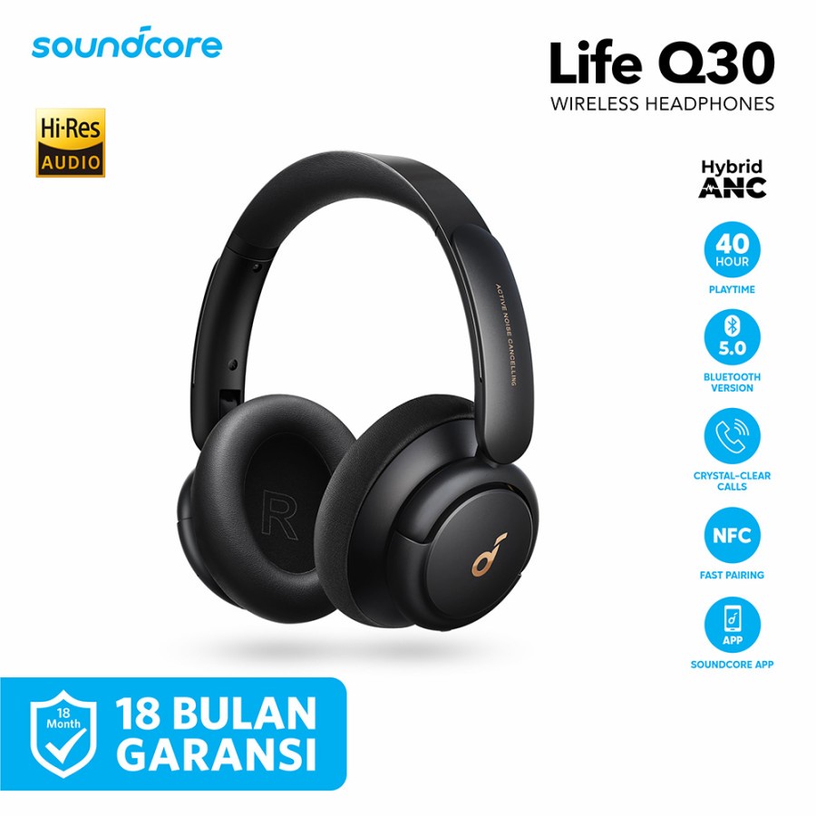 Headphone Anker Soundcore Life Q30 Bluetooth ANC Hi-Res NFC (A3028H11)