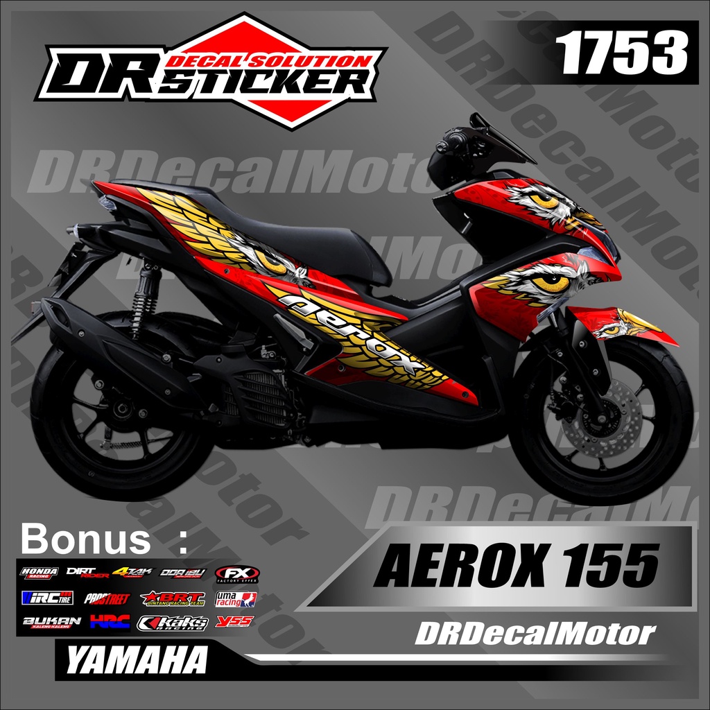 Stiker Decal Custom Motor AEROX 155 Desain motif eagle sayap burung elang Stiker Skotlet  AEROX 155 
