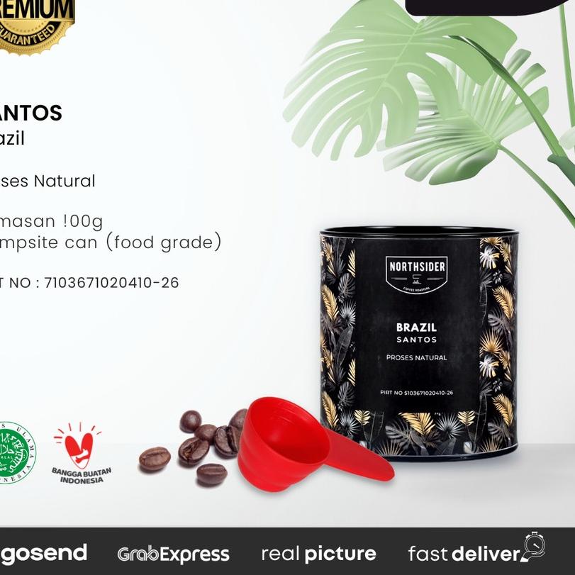 

♥ BIJI KOPI ARABIKA BRAZIL SANTOS NATURAL - 100GR NORTHSIDER COFFEE ○