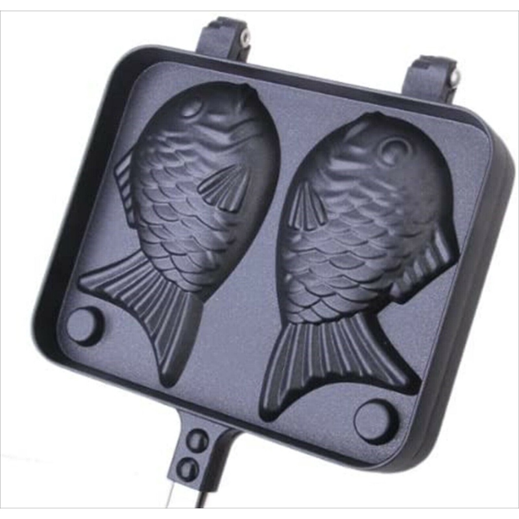 Cetakan TAIYAKI WAFEL MAKER Teflon Marble Cetakan Kue Dua ikan teflon Anti lengket Waffle bungeoppang pan japan DIY Baking Mold