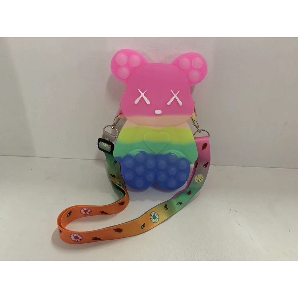 【COD】Pop it Rainbow Unicorn Cross Bag Stress Relieve Fidget Toy Fashion Children Push Bubble Handbag