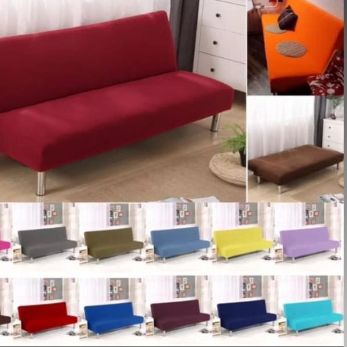 ۞ cover sofa bed / sarung sofa bed / penutup sofa bed elastis polos ✤