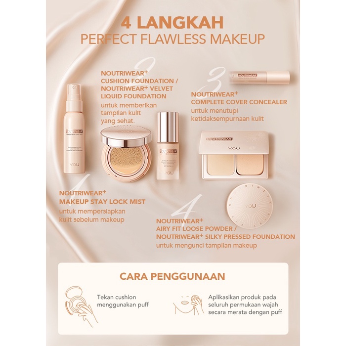 [BPOM][100%ORI&amp;READY]YOU Noutriwear+ Flawless Cushion Foundation | Nourishing | Poreless Full Coverage | SPF 40 &amp; PA+++ | Tahan Lama 16 Jam