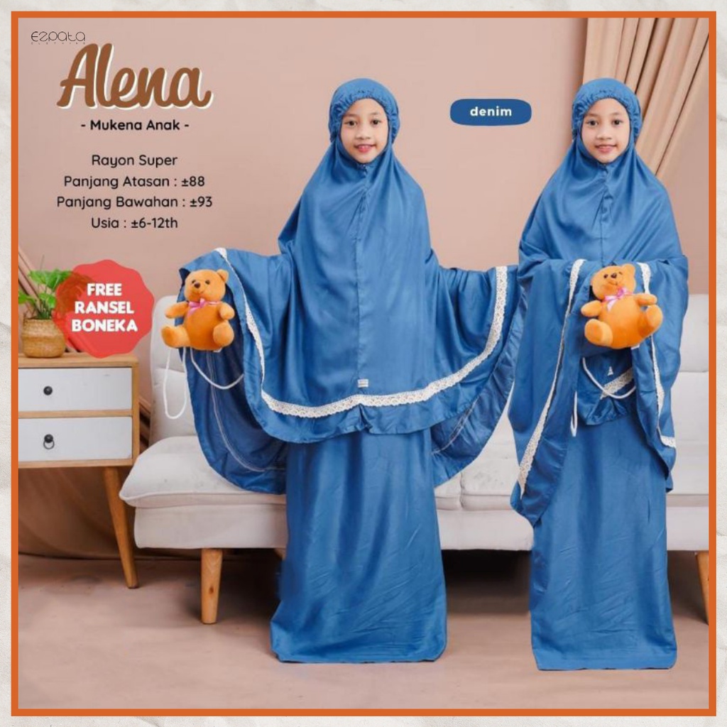 Ezpata Mukena Anak Polos Lucu Rukuh Rukuh Putusan Renda Free Tas Boneka Bahan Rayon Premium Adem dan Halus Terbaru 2023