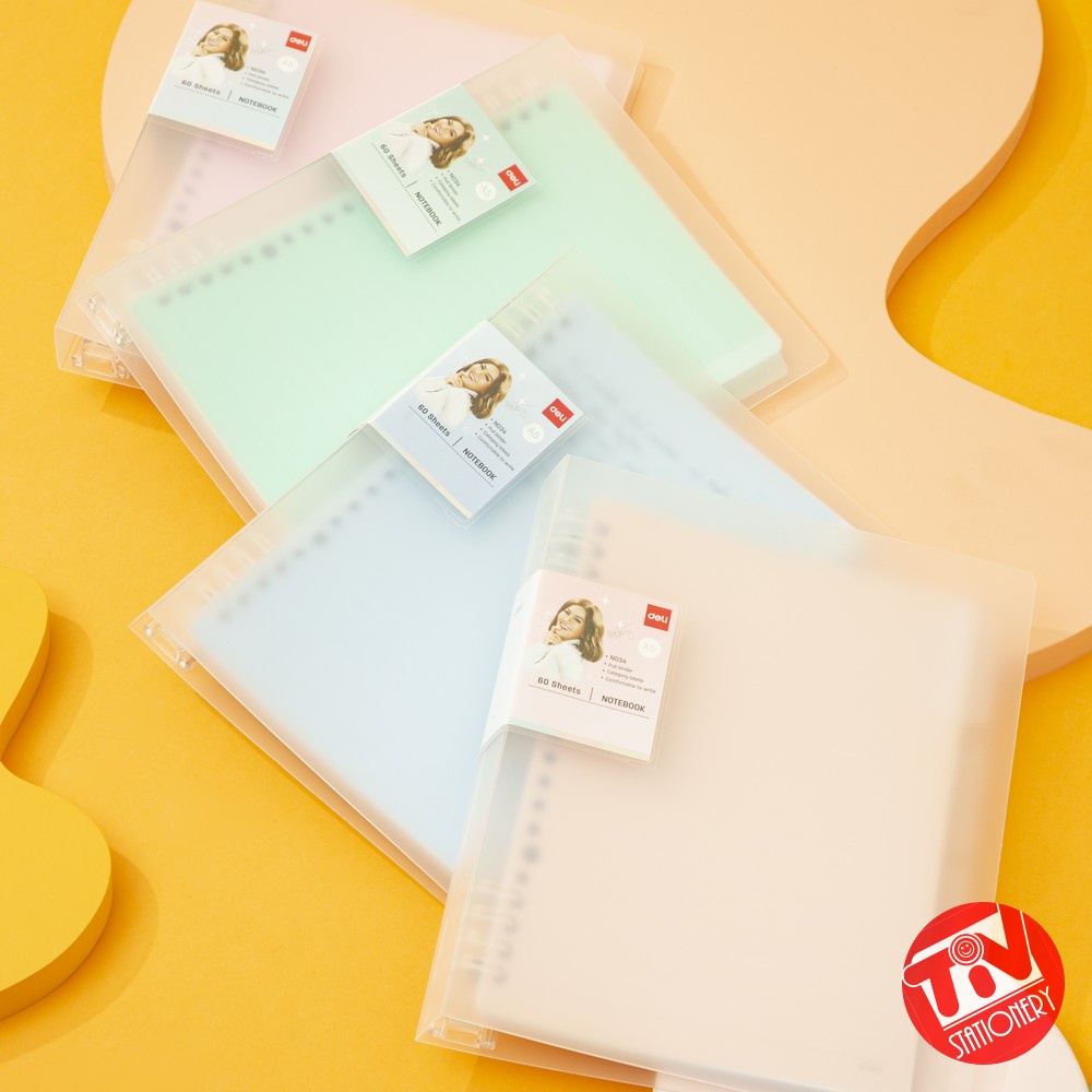 

[DELI X AGNEZ MO] Deli Loose Leaf Notebook / Binder / Buku Catatan A5 Ring Plastik Ringan Gratis Isi