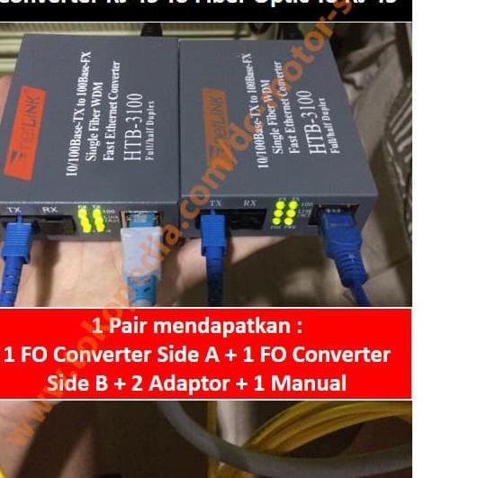 ➼ 1 Pair 100 Mbps Fiber Optik  Media Converter Optic / FO Converter RJ45 HTB3100 HTB-3100 ➸