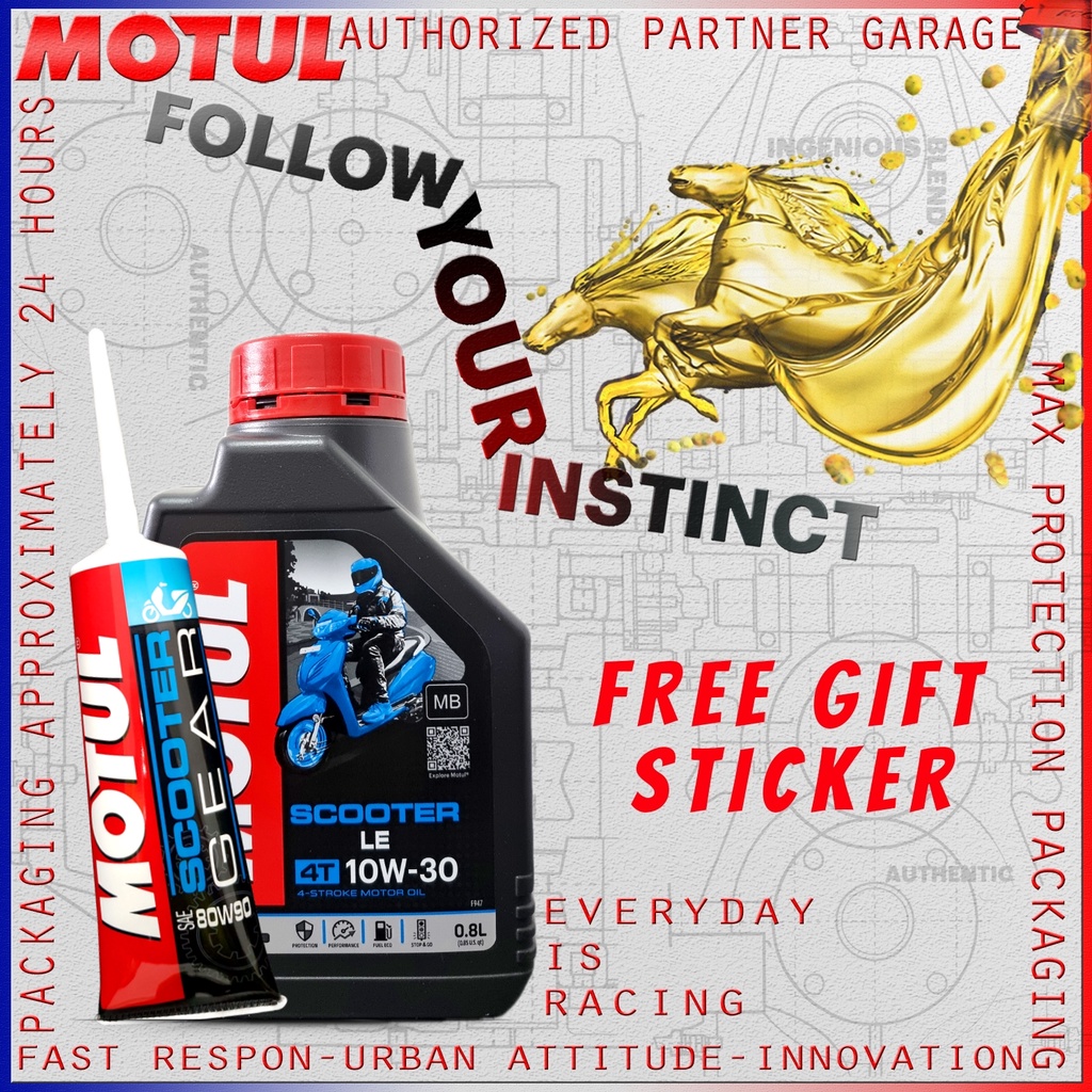 PAKET OLI MATIC MOTUL SCOOTER LE 10W30 800 1L dan SCOOTER GEAR 80W90 120ml /  OLI GARDAN 80W-90 120 ml IMPORT Oli Motul Matic Scooter LE 10W 30 0.8L Dan Oli Gardan Motul