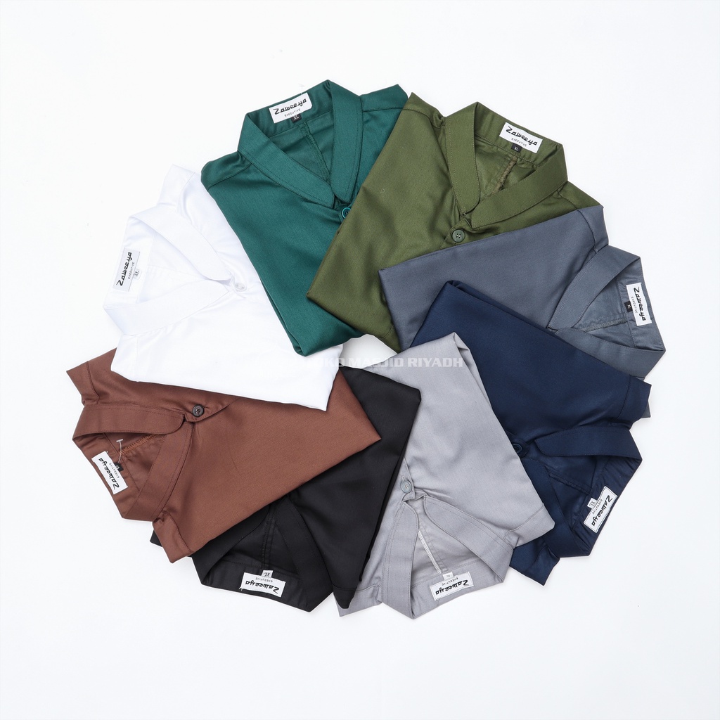 Baju Koko ZAWEEYA Model Aliy Toyobo Polos Putih Warna