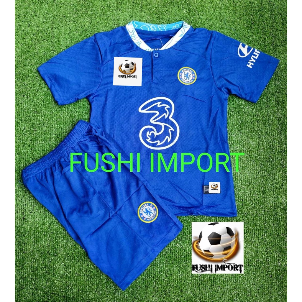 Setelan Jersey Baju Bola Anak Chelseaa Home Kids 2022 2023 Fullset Satu Set Grade Ori