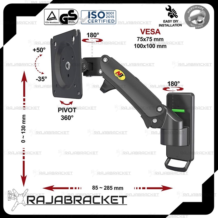 Bracket Monitor 17 19 21 22 24 27 inch, Bracket Monitor Dinding 17&quot; - 27&quot; Universal Full Motion