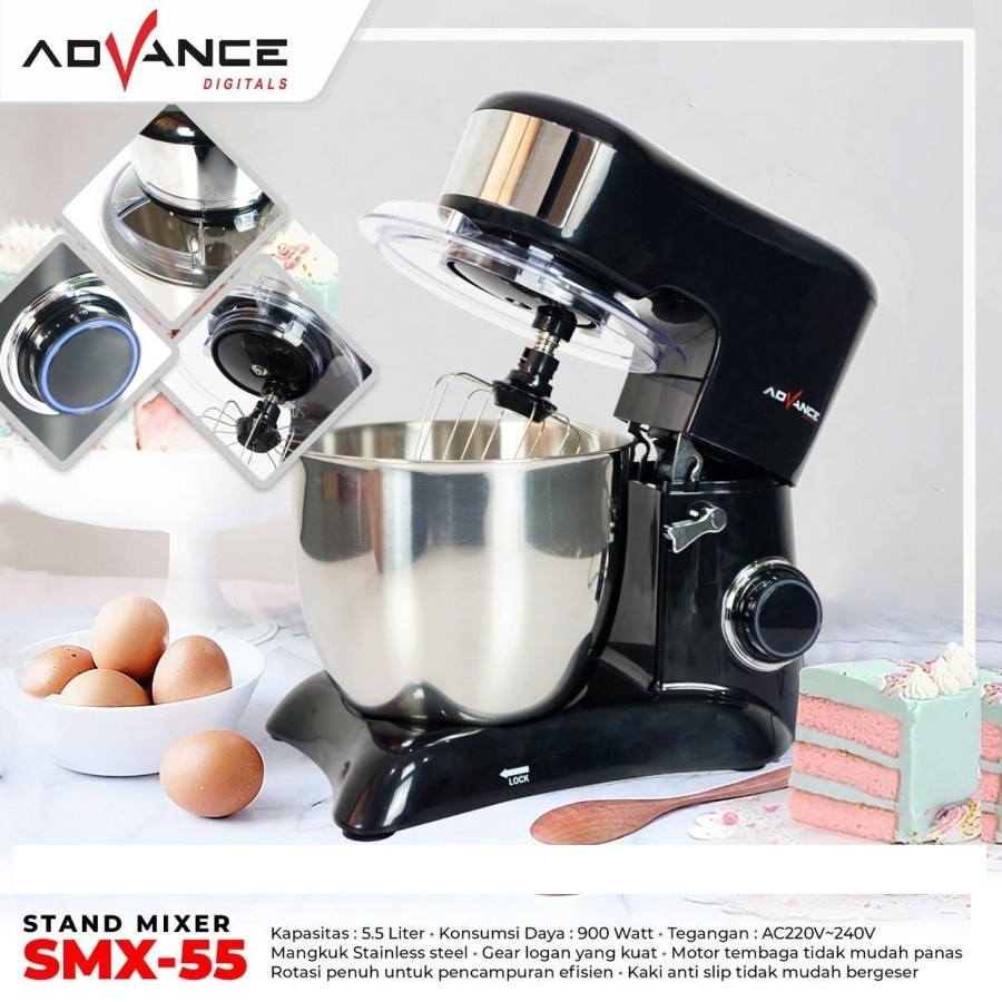 Advance SMX 55 Stand mixer Com 5.5 Liter Standing Mixer Dengan Mangkuk BERGARANSI RESMI MANTAP