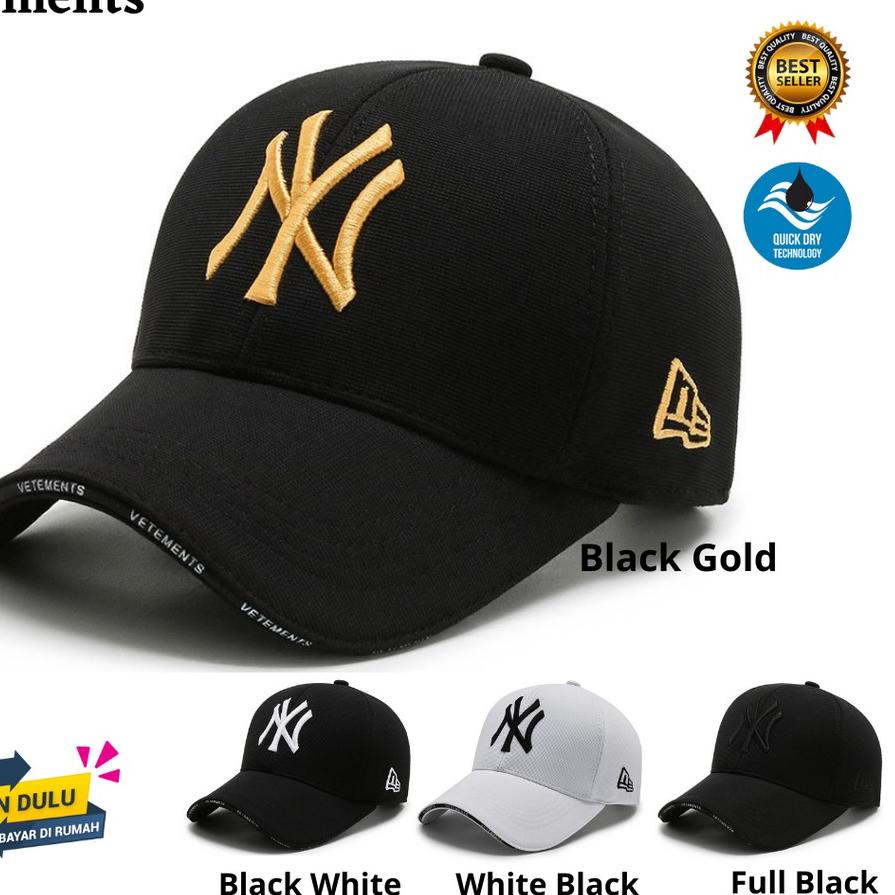 Diskon⭐✔️-Topi Baseball NY VETEMENTS Pria Wanita Fashion Snapback Import Cap New York Gold Original