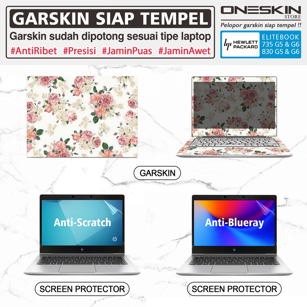 Garskin Sticker Laptop Pelindung Screen Keyboard Protector HP EliteBook 735 830 G5 G6 Gambar Full Body Silikon Bening Glossy Doff Anti Blueray