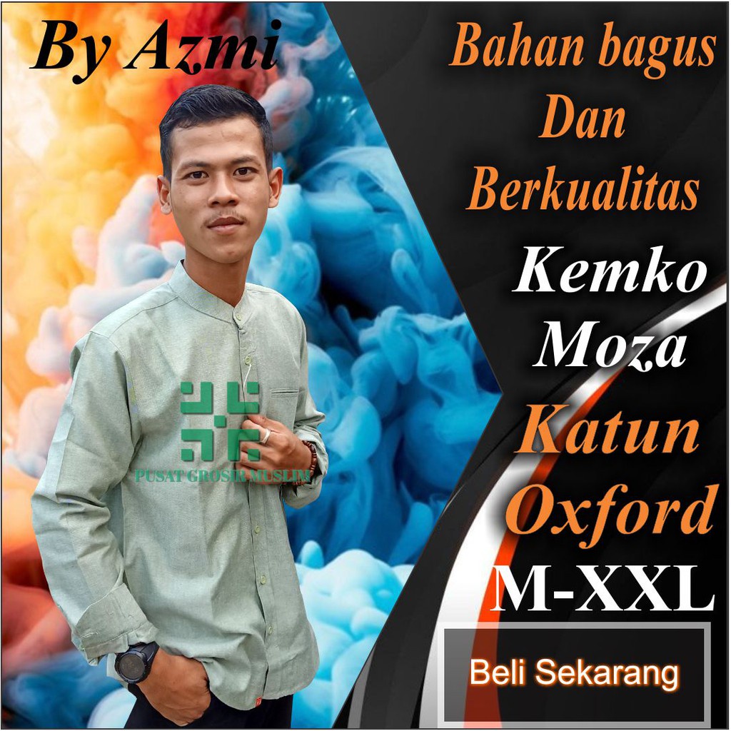 Baju Moza Kemko Tangan Panjang Hijau Kemeja Koko by Moza Bahan Oxford High Premium Quality