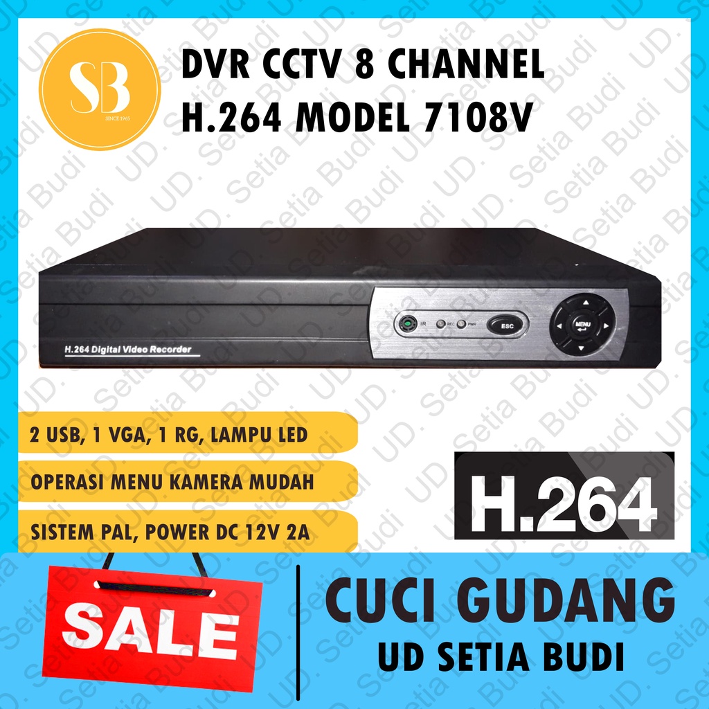 DVR CCTV H.264 8 Channel 1080p 2MP 7108V Baru
