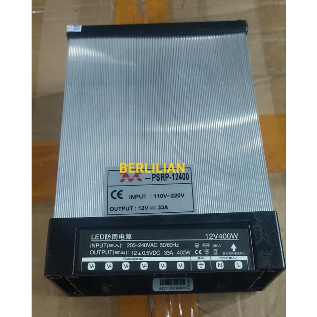 Power Supply 12V 33A RAINPROOF Model 12400 input AC 200-240V