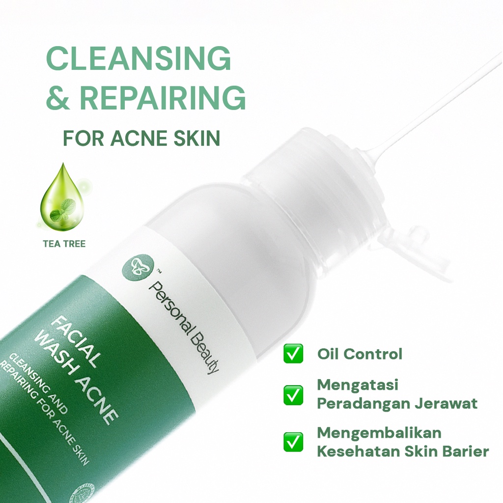 Personal Beauty Facial Wash Acne with Tea Tree Oil Cleaning & Repairing For Acne Skin