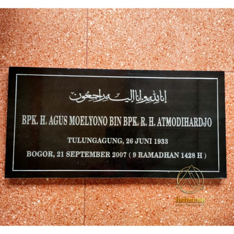 Nisan lembaran/prasasti makam lembaran batu granit hitam dan impala
