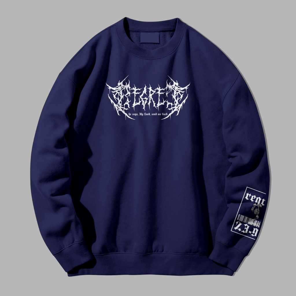 Crewneck Basic Musik Metal Hitam font Putih || METAL Regret Sweater Hoodie|| Sweater Distro Crewneck Wanita pria Oversize (Unisex)