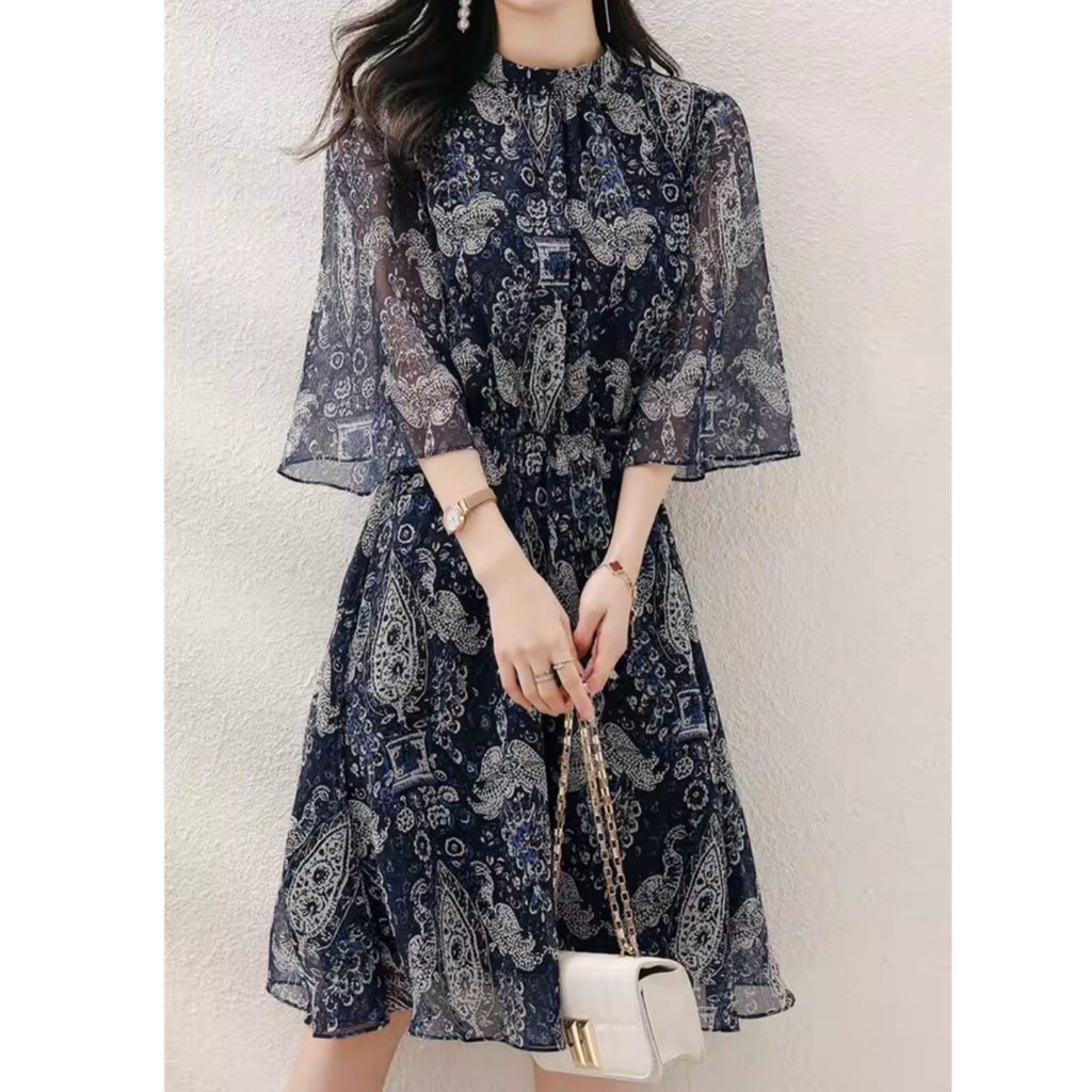 18125 Baju minidress BOHO ELASTIC WAIST mini dress lengan kalong ngembang ruffle dres Korea Korean s