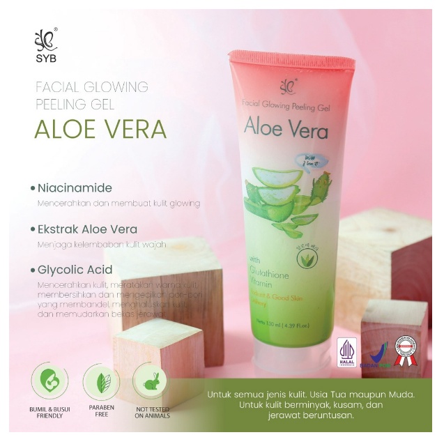 SYB Facial Glowing Peeling | Gel Aloe Vera - Milk &amp; Snail - Charcoal - Peeling Wajah Original